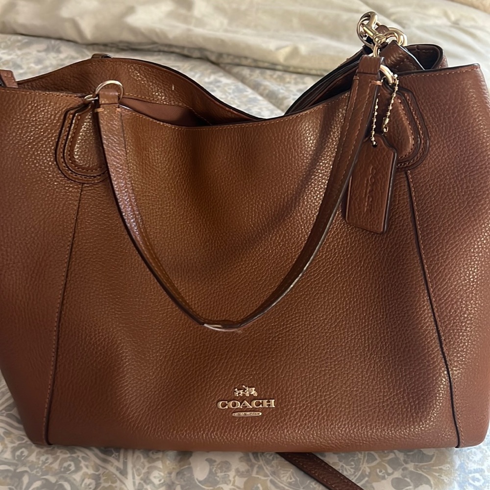 Coach brown leather hobo style handbag